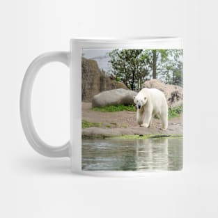 Polar bear walking by lake Mug